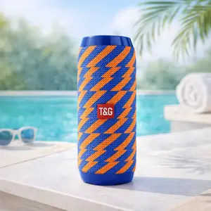 Riff TG117 Universal Wireless BT Waterproof Speaker with AUX/Micro SD/USB, Orange/Blue