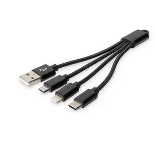 USB cable ASSMANN Electronic DB-300160-002-S 0.15 m USB A USB C/Micro-USB B/Lightning Black