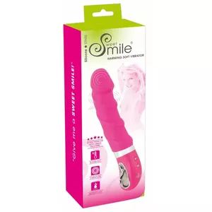 Vibrator Sweet Smile Silicone Pink — warming soft vibrator, 22.8 cm total, 14 cm insertion, Ø 4 cm, 12 vibration modes, waterproof