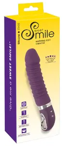 Sildošs mīkstais vibrators Sweet Smile silikona rozā, 23,5 cm, ievades garums 14,7 cm, Ø 3,5–4,1 cm, 12 režīmi, USB