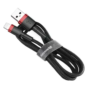 Кабель USB-A — Lightning Baseus Cafule 2.4A QC 3.0, 1 м — черный/красный