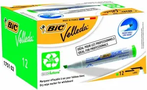 Baltās tāfeles marķieris BIC Velleda, slīpais galu 3.7–5.5 mm, zaļš