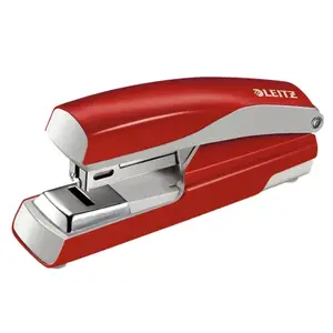 Степлер LEITZ NeXXt 5505 с плоским скреплением, вместимость 30 листов, красно‑серебристый, 40×145×61 мм