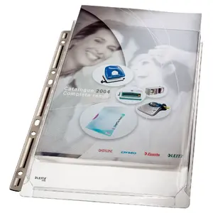 Document pocket LEITZ Pocket Expanding 170my with metal hole-strip A4, PVC/metal, transparent, 236×310×1 mm, pack of 3