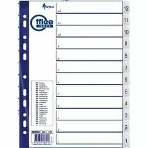 Document separation sheets Forpus FO20472 A4, numbered 1–12, plastic dividers
