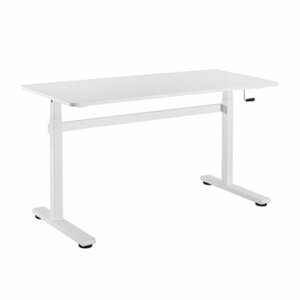 Manual Sit-Stand Desk black frame, Table Top (LDF) 1400 x 600mm, white 2-stage, white tabletop 1400 x 600mm