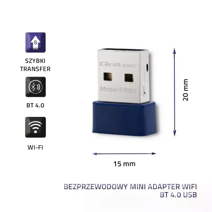 Мини USB Wi‑Fi адаптер QOLTEC 57007 Photo 3