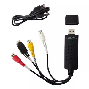 Video signal converter TECHLY I-USB-VIDEO-700TY — composite + S-Video to USB Type-A, max 720×576 px, black