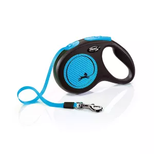 Retractable dog lead Flexi Neon 5 m — black with blue accents, 300 g