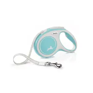 Retractable dog lead Flexi New Comfort M Tape 5 m — Blue/White, 300 g