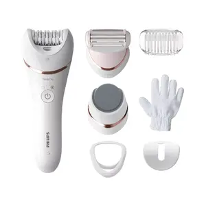 Эпилятор Philips BRE730/10 8000 Series — беспроводной влажный/сухой, 32 диска, 2 скорости, 40 мин работы, розовый/белый