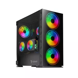 PC Case SAVIO Prime X1 ARGB Glass Midi Tower Black — tempered glass, ARGB fans, micro ATX/ATX support