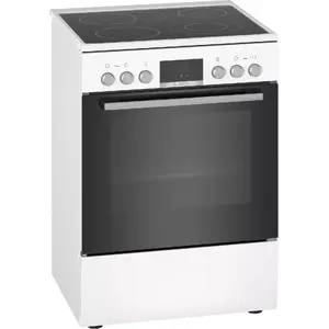 Freestanding cooker Bosch Serie 4 HKR39C220 — Electric ceramic hob 4 zones, oven 66 L, white, 600×600×850 mm