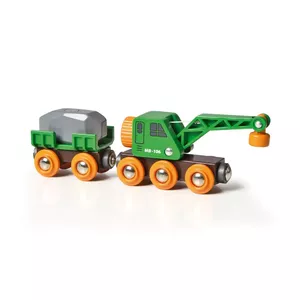 Wagon BRIO Clever Crane Wagon Lift and Load Black Green