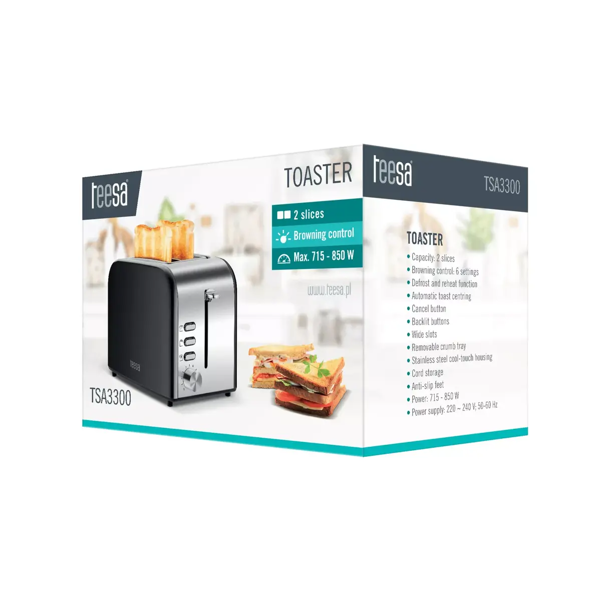 Toaster TEESA TSA3300 — 850W, 6 levels Photo 5