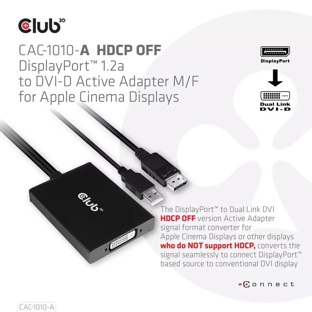 Aktīvais adapters DisplayPort uz Dual Link DVI-D CLUB3D CAC-1010-A Photo 2