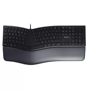 Проводная эргономичная полноразмерная клавиатура Cherry KC 4500 ERGO чёрная USB QWERTY UK 109 клавиш изогнутая с подставкой для запястий 1.8 м кабель