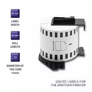 Label tape QOLTEC for Brother DK-22205 62 mm — compatible replacement tape 62mm width