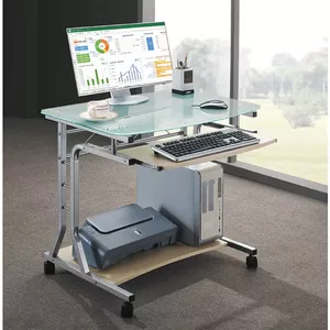 Techly Compact Desk for PC Metal & Glass with Wheels ICA-TB 3791A