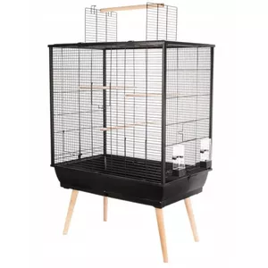 Putnu būris ZOLUX Neo Jili H80 Black — metāla/plastmasas būris 78×48×81 cm ar 2 atvilktnēm