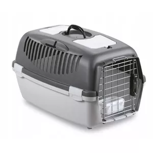 Pet transport box ZOLUX Gulliver 3 Delux hard carrier for small cats 60×40×38 cm, plastic and metal, grey