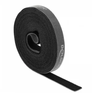 Montāžas lente DeLOCK Velcro lente uz ruļļa L 5 m x W 15 mm melna