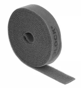 Mounting tape DeLOCK Velcro tape on roll L 2 m x W 15 mm grey
