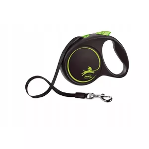 Retractable dog lead Flexi Black Design M, tape leash, 5 m, for medium breeds (10–25 kg), max load 20 kg