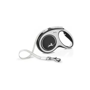 Retractable lead Flexi New COMFORT 8 m Black Grey — tape leash, size L, for dogs up to 50 kg