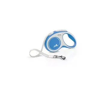 Retractable dog and cat lead Flexi 5 m, Blue/White nylon, 220 g