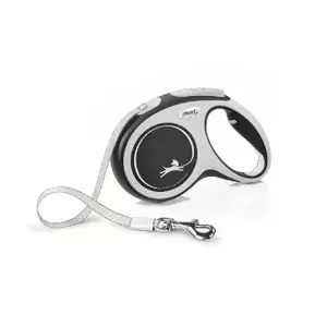 Retractable lead Flexi New Comfort M Tape 5 m Black — retractable tape leash, size M, max load 25 kg, weight 300 g