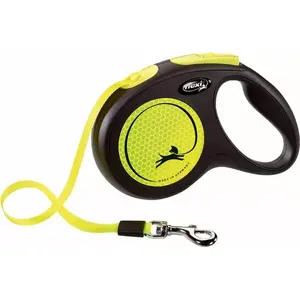 Retractable dog lead Flexi New Neon M Tape, 5 m, yellow/black