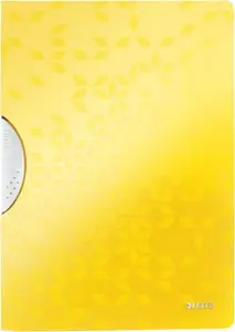 Ring binder LEITZ Klemmbinder WOW ColorClip A4, PP, yellow-metallic surface structure