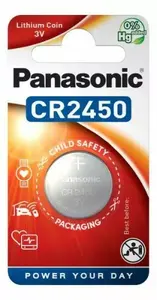 Pogas tipa akumulators Panasonic CR2450 3V litija — iepakojums 1 gab.