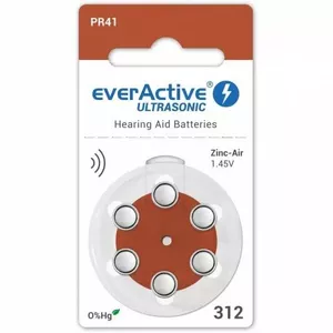 Hearing aid batteries everActive PR41 1.45V Zinc-Air, pack of 6