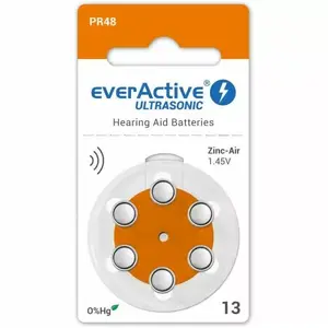 Hearing aid battery everActive PR48 (Size 13) 1.45V Zinc-Air — pack of 6