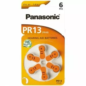 Ausu aparātu baterijas Panasonic Zn-Air PR48 (13. izmērs) — iepakojums 6 gab.