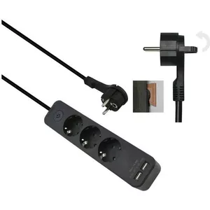 Сетевой фильтр helos ADVANCED 5 розеток с USB-портом, черный, кабель 1.5 м