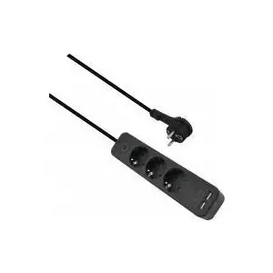 Удлинитель helos ADVANCED 3‑местный с USB‑зарядкой, чёрный, кабель 1.5 м