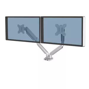 Крепление для монитора Fellowes Platinum Series Dual Monitor Arm на 2 экрана до 32", 8 кг на крепление, VESA 75x75/100x100, зажим/сквозной, серебристый