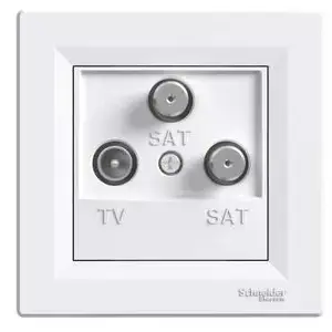 Розетка настенная TV‑SAT‑SAT (концевая), ослабление 1 дБ, белая — Schneider Electric EPH3600121