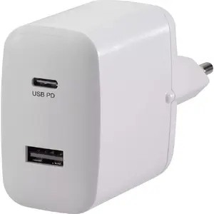 Зарядное устройство для мобильных устройств Voltcraft VC-11501480 — сеть AC для помещений, 100–240 В вход, макс. 9 В выход, 1× USB-C, белое