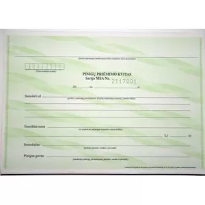 Receipt for Money Acceptance Nenurodyta 0720-036 A5 2x50, duplicate receipts, A5 format