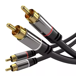 Экранированный аудиокабель PREMIUMCORD 2xRCA(m)–2xRCA(m), 1.5 м, модель kjqccmm015