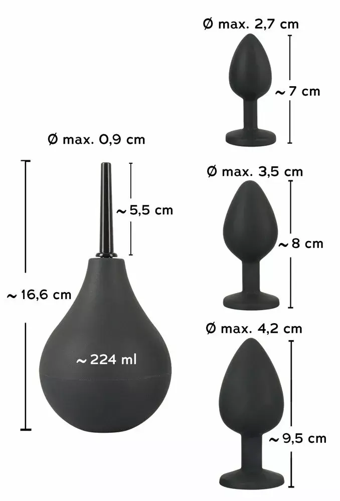 Набор Black Velvets: анальная пробка с душем — 3 силиконовые пробки Photo 8