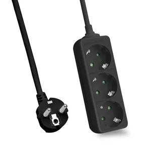 Power Extension Cable Helos 262802 5m 3 AC Outlets Indoor Black