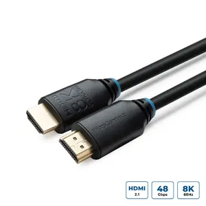 MicroConnect HDMI 2.1 Kabelis 1m Vīrietis pret Vīrieti Zelta Pārklājuma Kontakti 8K Melns