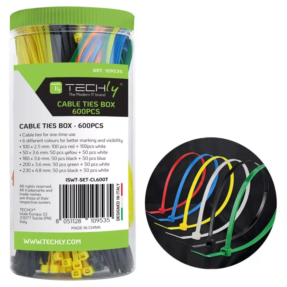 Kabeļu siksnas TECHLY ISWT-SET-CL600T — neilons, 600 gab. Photo 3