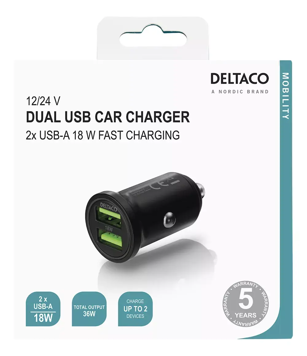 Автомобильное зарядное устройство Deltaco USB-CAR128 Photo 3