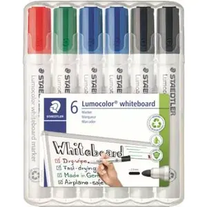 Balta tāfeļu marķieris Staedtler 351 WP6 X, jaukto krāsu komplekts, 2,0 mm uzgalis